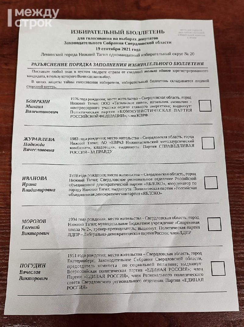 Показываем, какие бюллетени жители Нижнего Тагила получат на избирательных  участках | Новости Нижнего Тагила и Свердловской области - Агентство  новостей «Между строк»