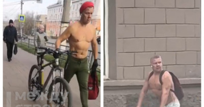 В центре Нижнего Тагила заметили полураздетого велосипедиста (ВИДЕО)