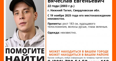 Полиция разыскивает 22-летнего Вячеслава Ванжу из Нижнего Тагила