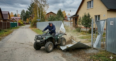 В частном секторе Нижнего Тагила мужчина после ссоры с соседями протаранил их забор на квадроцикле