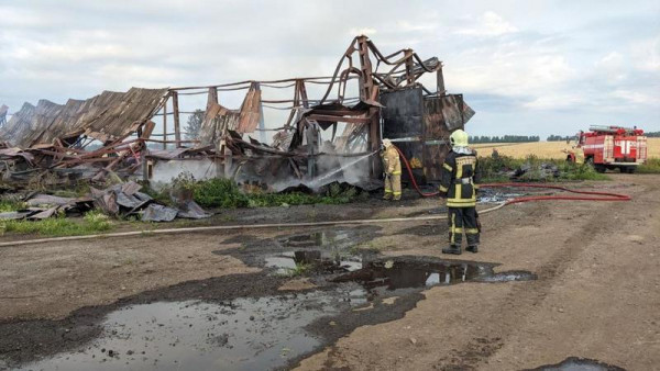 Под Нижним Тагилом дотла сгорел склад с зерном
